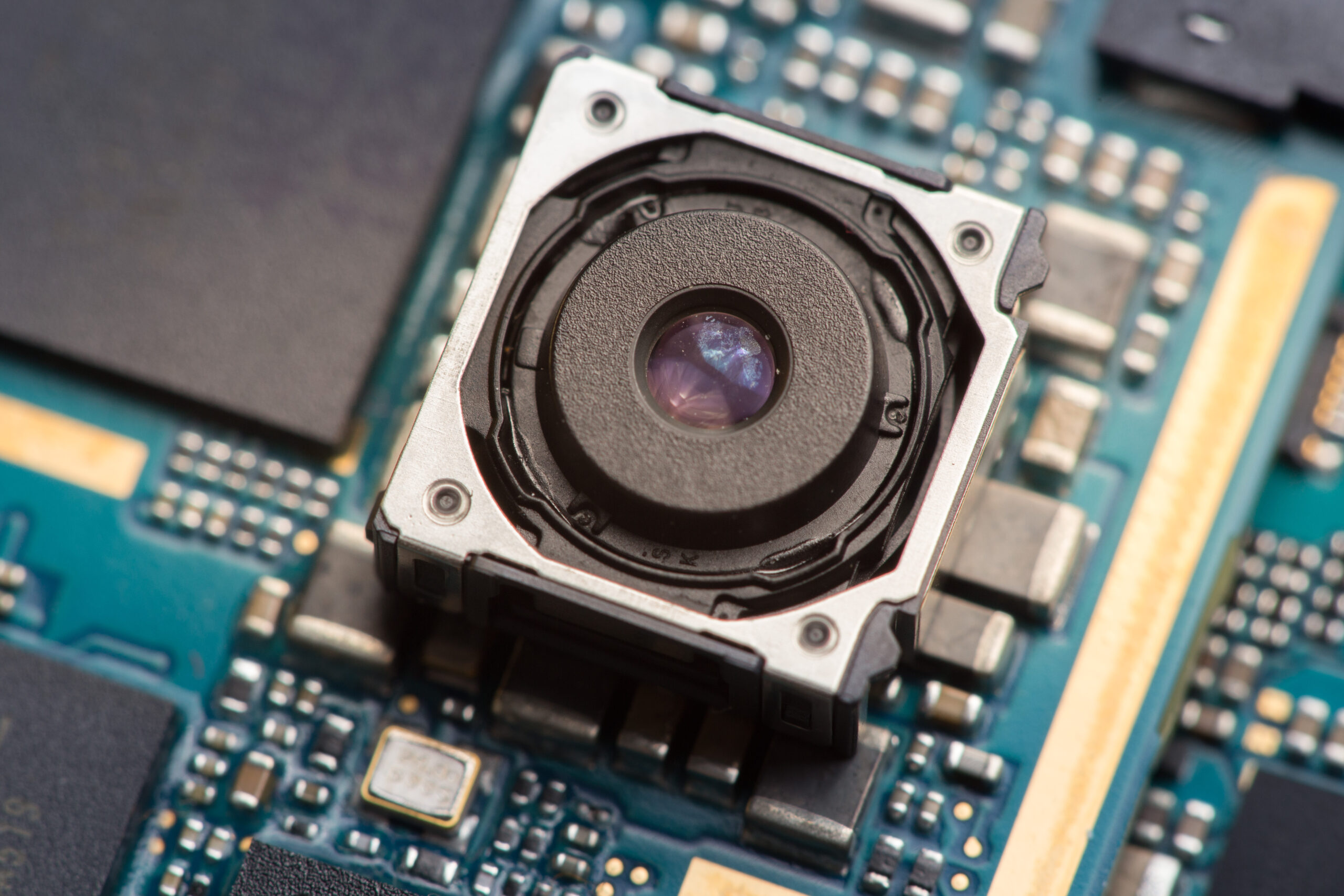 Cell phone camera module with other parts of device, service and repair concept